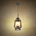 Frosted Glass Pendant Light Fixture: Kerosene 1-Light Warehouse Ceiling Lamp For Restaurants Bronze