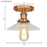 Frosted Glass Saucer Semi Flush Vintage Kitchen Lighting Fixture - 1 Bulb In Black/Brass/Copper