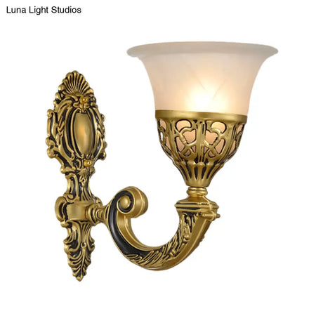 Frosted Glass Sconce Light Fixture - Classic Bronze Wall Mounted Lamp