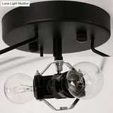 Frosted Glass Semi Flush Ceiling Light Fixture - Traditional 3-Light Bowl Design In Black