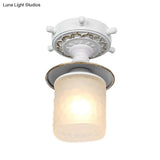Frosted Glass Semi Flush Ceiling Light Fixture With Modernist Design Green/White