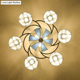 Frosted Glass Tiffany Style Ceiling Light Fixture - White/Yellow/Blue Semi-Flush Mount