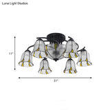 Frosted Glass Tiffany Style Ceiling Light Fixture - White/Yellow/Blue Semi-Flush Mount