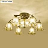 Frosted Glass Tiffany Style Ceiling Light Fixture - White/Yellow/Blue Semi-Flush Mount