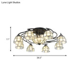 Tiffany Style Frosted Glass Semi-Flush Mount Light With Domed/Cone/Bell Shades - 9/11 Lights