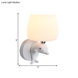 Frosted Glass Urn Wall Sconce - Modern White Finish For Study Room