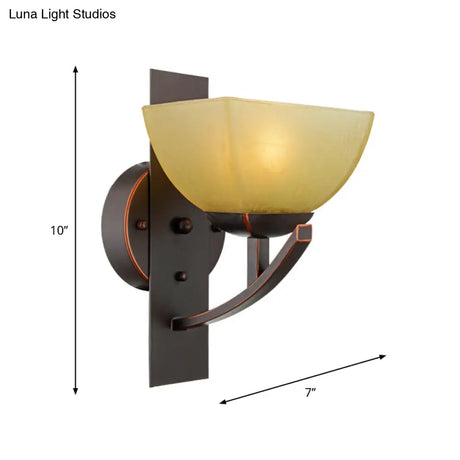 Frosted Glass Wall Sconce Antique 1-Light Black Lamp For Living Room