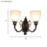 Frosted Glass Wall Sconce Light - Retro 1/2-Light Bedroom Lighting In Black
