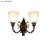 Frosted Glass Wall Sconce Light - Retro 1/2-Light Bedroom Lighting In Black