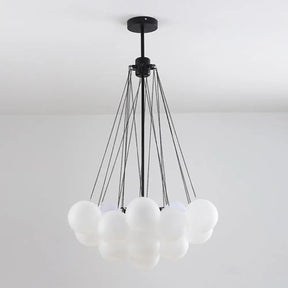Frosted White Glass Bubbles Chandelier For Stylish Nordic Living Room 19 / Black