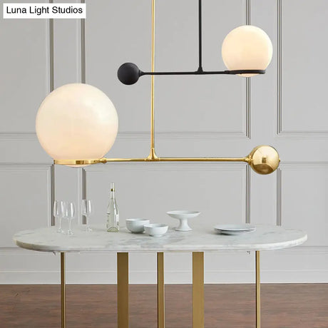 Frosted White Glass Globe Hotel Ceiling Suspension Lamp: Elegant 1-Head Postmodern Drop Pendant