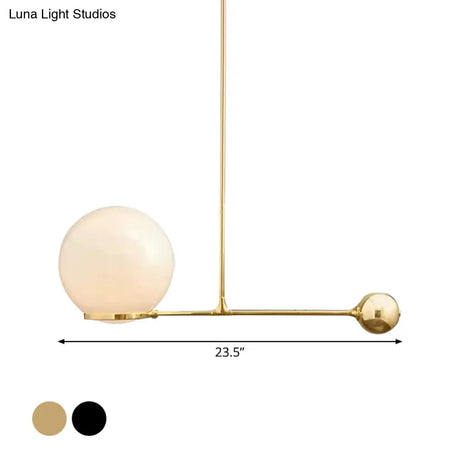 Frosted White Glass Globe Hotel Ceiling Suspension Lamp: Elegant 1-Head Postmodern Drop Pendant
