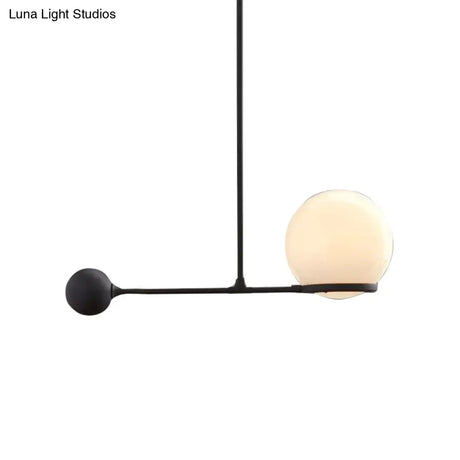 Frosted White Glass Globe Hotel Ceiling Suspension Lamp: Elegant 1-Head Postmodern Drop Pendant