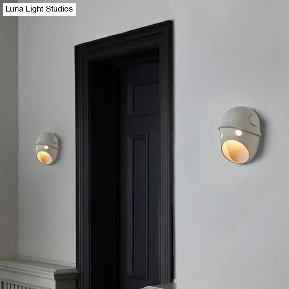 Funny Face Wall Sconce Led Light For Bedroom In Grey Resin