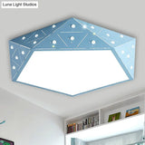Geometric Acrylic Led Ceiling Light (16’/19.5’ Wide) - Macaron Collection Pink/Blue/Yellow Options