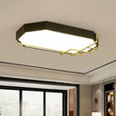 Geometric Black - Gold Ceiling Light: Modern Led Metal Flushmount Lamp (23.5’/31.5’ Long) Black