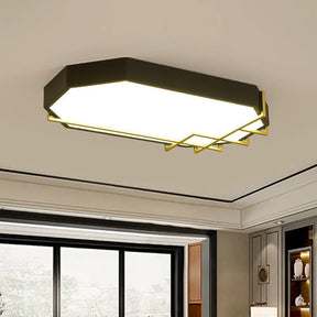 Geometric Black - Gold Ceiling Light: Modern Led Metal Flushmount Lamp (23.5’/31.5’ Long) Black
