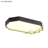 Geometric Black - Gold Ceiling Light: Modern Led Metal Flushmount Lamp (23.5’/31.5’ Long)