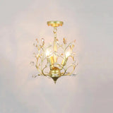 Geometric Brass Semi Flush Crystal Ceiling Mount - Traditional 1-Light Fixture For Hallways / F