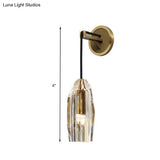 Geometric Brass Wall Lamp With Clear K9 Crystal - Modern 1-Head Led Fixture For Living Room