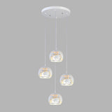 Geometric Cage Staircase Multi Ceiling Light - Metallic Suspension Fixture 4 / White A