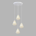 Geometric Cage Staircase Multi Ceiling Light - Metallic Suspension Fixture 4 / White B
