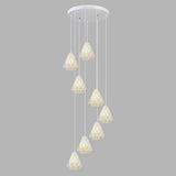 Geometric Cage Staircase Multi Ceiling Light - Metallic Suspension Fixture 8 / White B