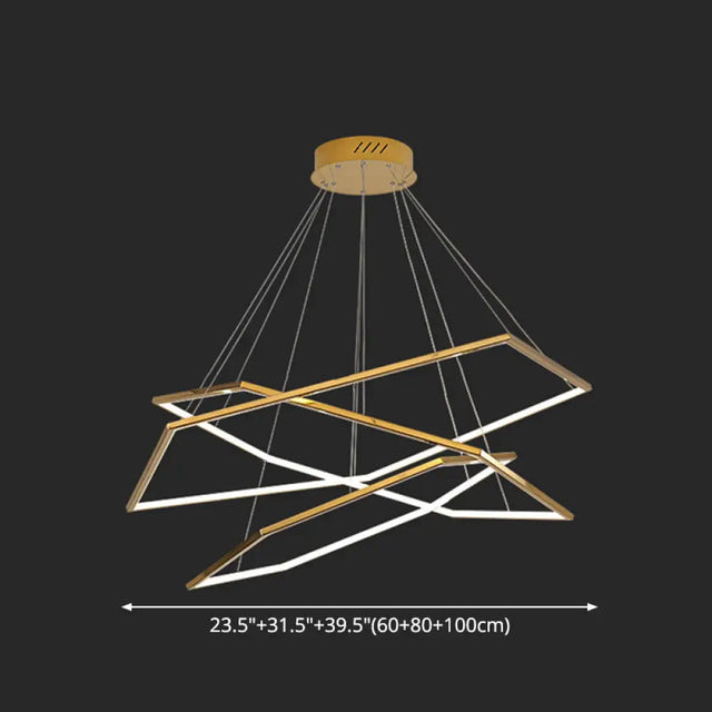 Geometric Chandelier: Ultra-Modern Metallic Lighting Fixture For Living Room