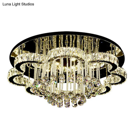 Geometric Crystal Flush Mount Light: Artistic Led Semi Ceiling Fixture With Stainless-Steel Accents