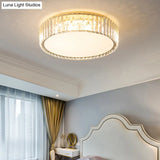 Geometric Crystal Led Flushmount Ceiling Light With Simple Champagne Style