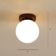 Geometric Flush Mount Ceiling Light Fixture - Modern Wooden Design (1 - Light Brown) Brown / Globe
