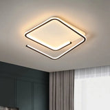 Geometric Flush Mount Lamp: Metallic Led Ceiling Light 16/19.5 Width Black/Gold Warm/White Black /