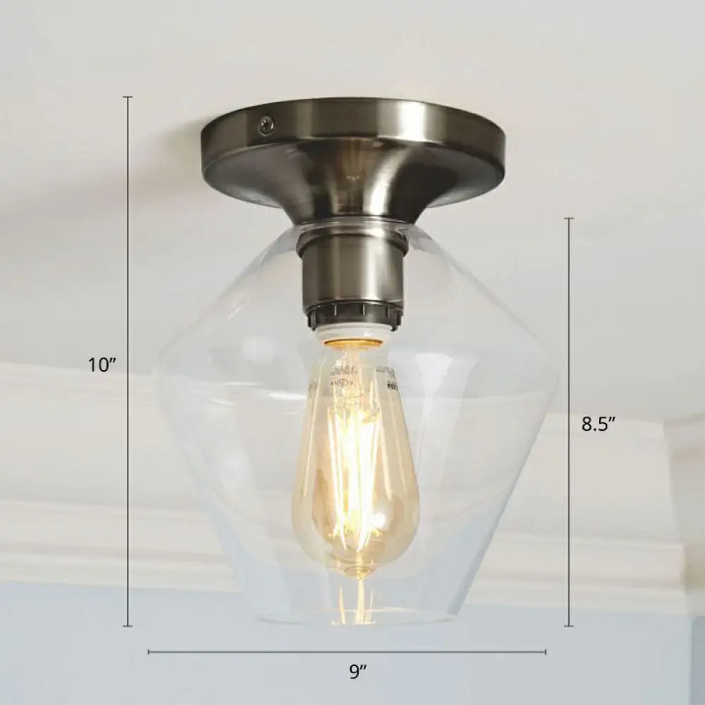 Geometric Glass Flushmount Light - Sleek And Simple Ceiling Fixture For Balcony More Black / C