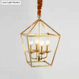 Geometric Gold Dining Room Pendant Light: 4-Bulb Ceiling Lamp Traditional Chandelier With Metal