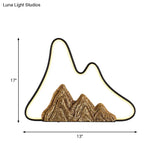 Geometric Ironic Mural Light: Led Oriental Black-Gold Wall Lamp With Mountain Pattern