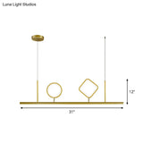 Geometric Island Pendant Led Ceiling Fixture In Gold With Warm/White Light - Minimalist Design