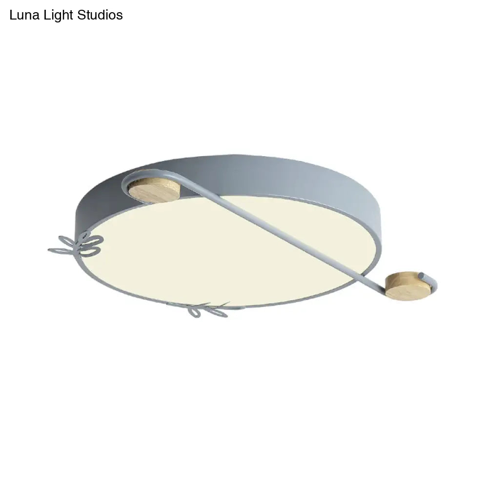 Geometric Led Ceiling Light In Nordic Style With Sprig Decor - Grey/White/Black - Wood For Living