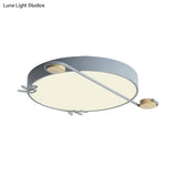 Geometric Led Ceiling Light In Nordic Style With Sprig Decor - Grey/White/Black - Wood For Living