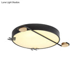Geometric Led Ceiling Light In Nordic Style With Sprig Decor - Grey/White/Black - Wood For Living