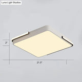 Geometric Led Ceiling Light In White - Nordic Metal Flush Fixture For Living Room