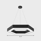 Geometric Led Ceiling Light: Modern Acrylic Office Chandelier - Black / 31.5’’ Hexagon