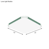 Geometric Led Flush Mount Lamp In Macaron Colors - 12’/15’/17’ Wide