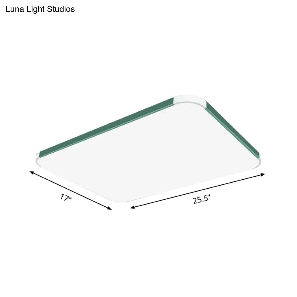Geometric Led Flush Mount Lamp In Macaron Colors - 12’/15’/17’ Wide