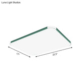 Geometric Led Flush Mount Lamp In Macaron Colors - 12’/15’/17’ Wide