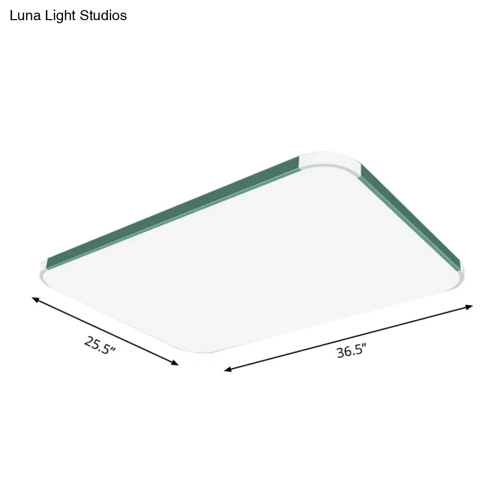 Geometric Led Flush Mount Lamp In Macaron Colors - 12’/15’/17’ Wide