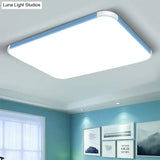 Geometric Led Flush Mount Lamp In Macaron Colors - 12/15/17 Wide Blue / 17 White