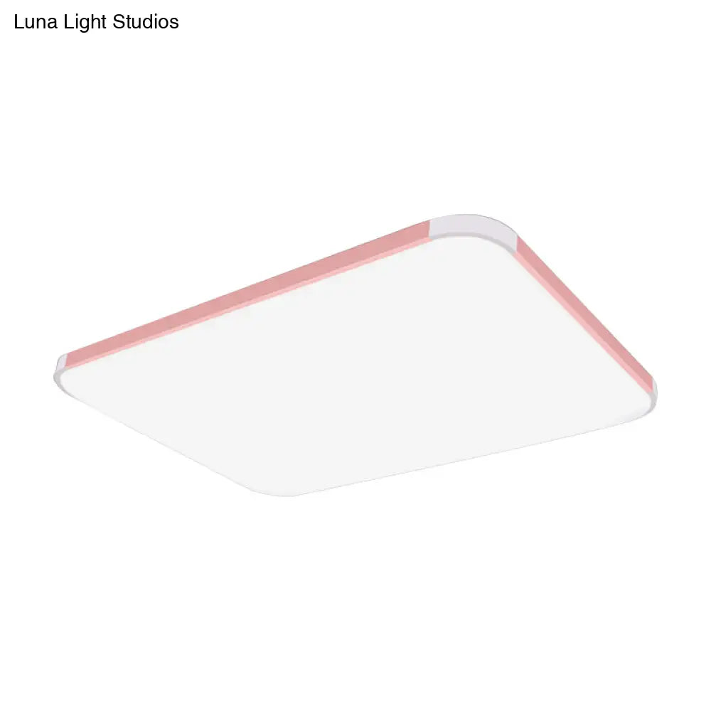 Geometric Led Flush Mount Lamp In Macaron Colors - 12’/15’/17’ Wide