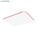 Geometric Led Flush Mount Lamp In Macaron Colors - 12’/15’/17’ Wide
