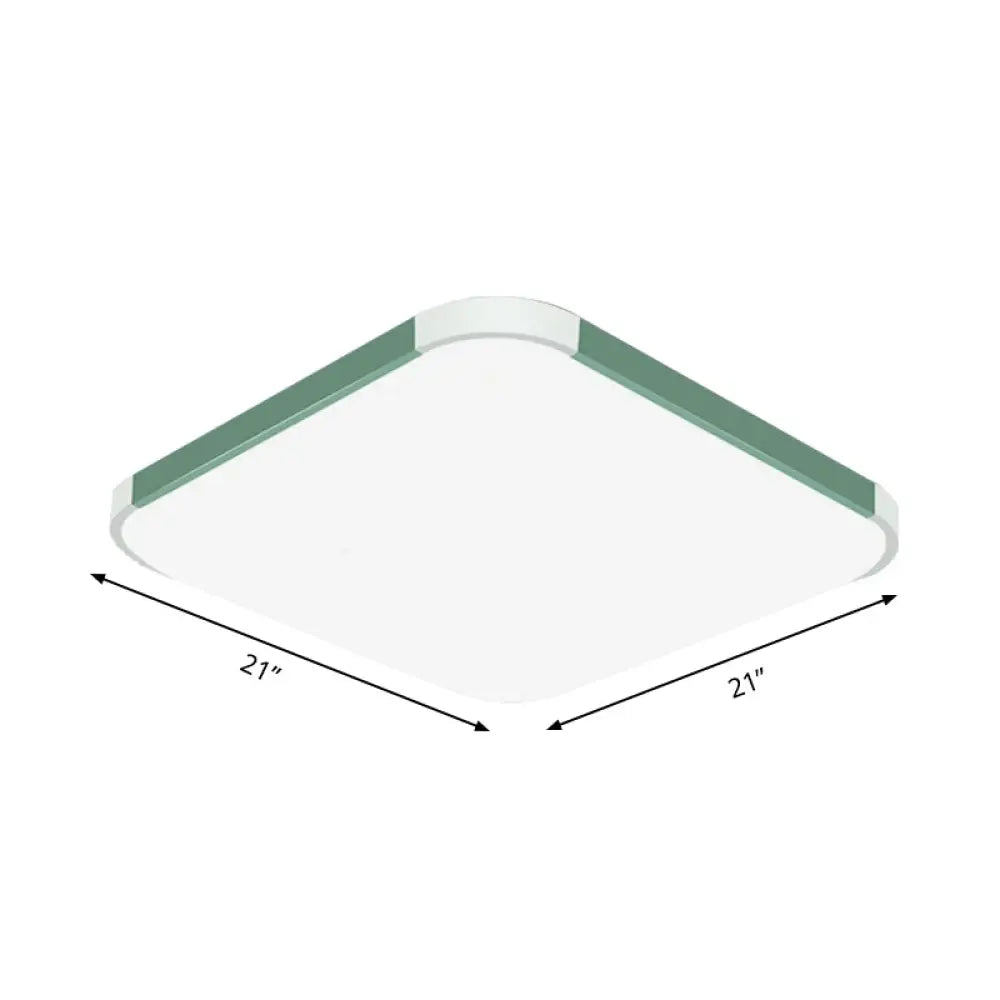 Geometric Led Flush Mount Lamp In Macaron Colors - 12/15/17 Wide