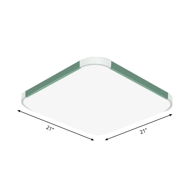 Geometric Led Flush Mount Lamp In Macaron Colors - 12/15/17 Wide